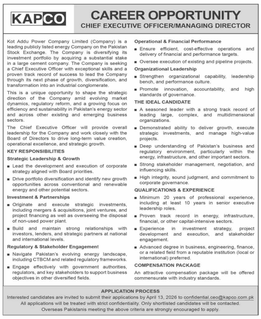 Chief Executive Officer Jobs apply now