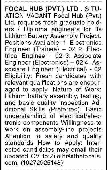 Electrical Engineer Jobs in Karachi 2026 Apply Online