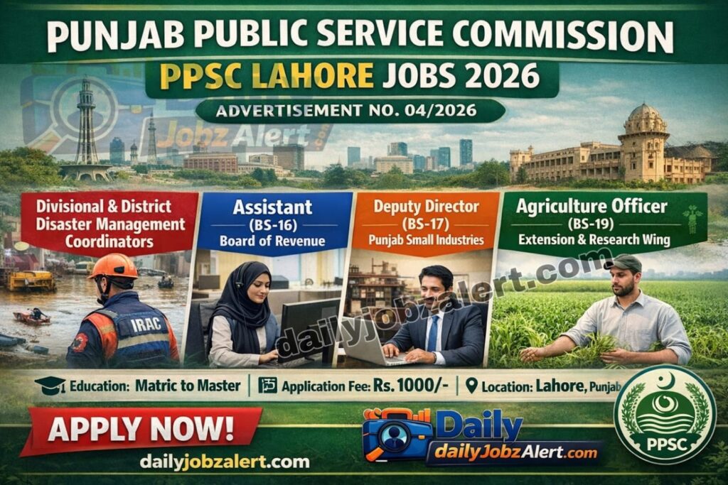 Punjab Public Service Commission PPSC Jobs Advertisement No. 04/2026 Apply online