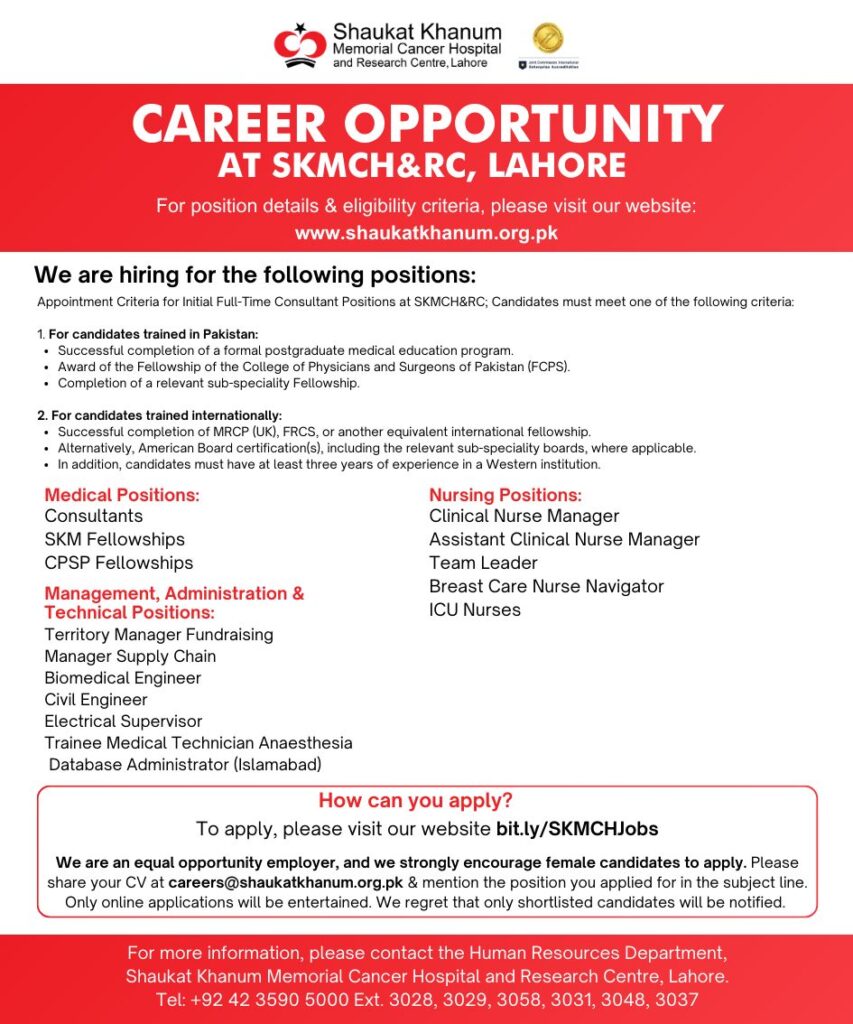 Nursing Jobs at Shaukat Khanum Apply Online