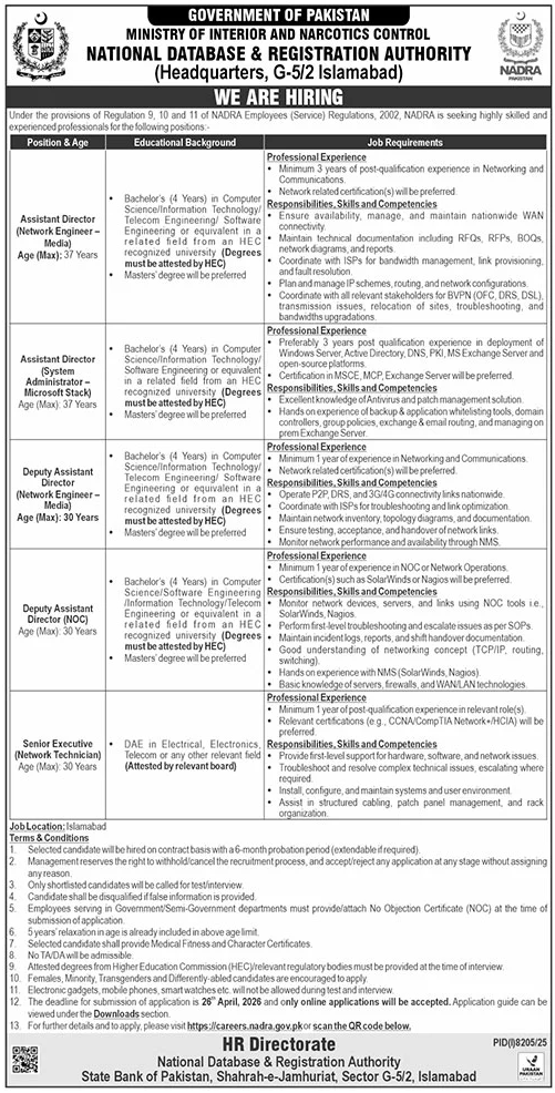 NADRA Jobs apply online