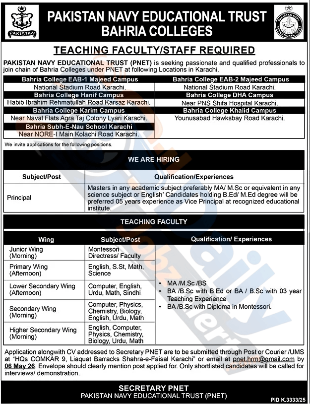 Pakistan Navy Educational Trust Jobs 2026 Apply