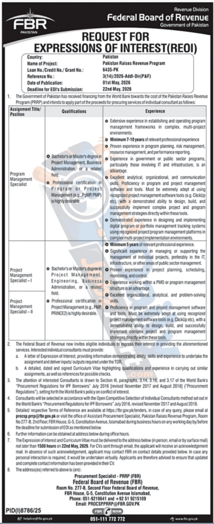 FBR Jobs 2026 Apply Online