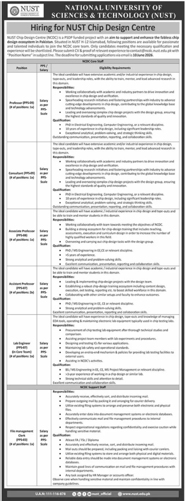 National University of Science & Technology NUST Jobs 2026