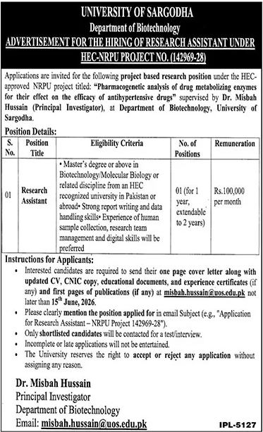 University of Sargodha UOS Jobs 2026