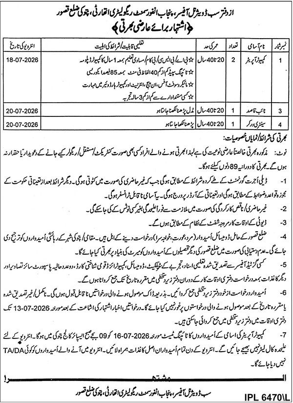 Punjab Enforcement And Regulatory Authority PERA Jobs 2026